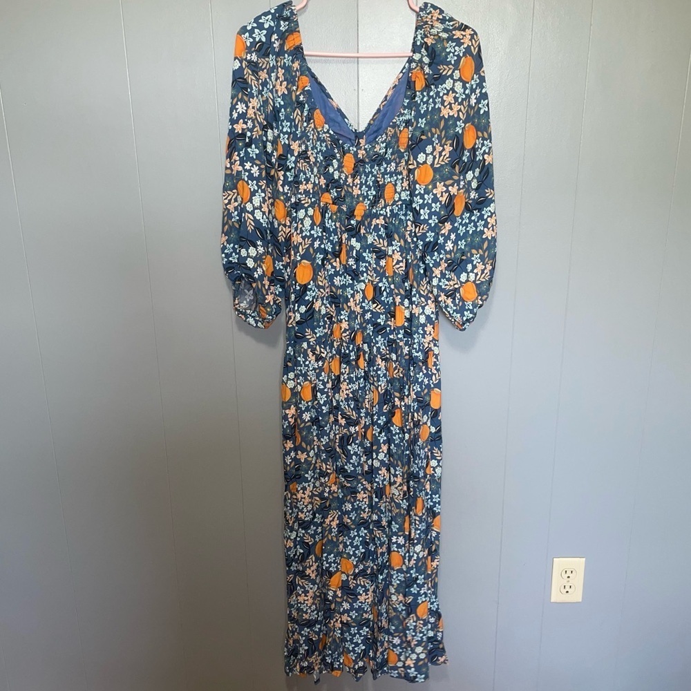 Hale Bob Long Sleeve Floral and Oranges Maxi Dress XS NWT - Picture 7 of 8